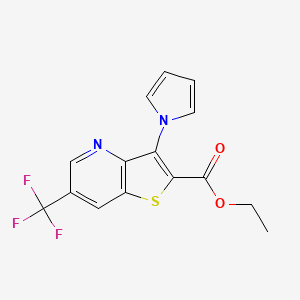 molecular formula C15H11F3N2O2S B1410588 3-(1H-吡咯-1-基)-6-(三氟甲基)噻吩并[3,2-b]吡啶-2-羧酸乙酯 CAS No. 1823183-15-8