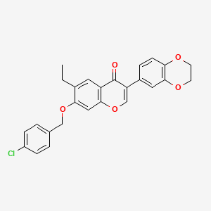 7-[(4-chlorobenzyl)oxy]-3-(2,3-dihydro-1,4-benzodioxin-6-yl)-6-ethyl-4H-chromen-4-one