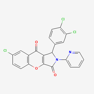 molecular formula C22H11Cl3N2O3 B14106023 7-Chloro-1-(3,4-dichlorophenyl)-2-(pyridin-2-yl)-1,2-dihydrochromeno[2,3-c]pyrrole-3,9-dione 