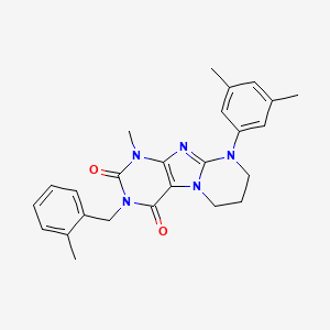 molecular formula C25H27N5O2 B14106041 9-(3,5-dimethylphenyl)-1-methyl-3-[(2-methylphenyl)methyl]-7,8-dihydro-6H-purino[7,8-a]pyrimidine-2,4-dione 