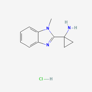 molecular formula C11H14ClN3 B1410614 1-(1-Methyl-1H-benzo[d]imidazol-2-yl)cyclopropanamine hydrochloride CAS No. 1951442-02-6