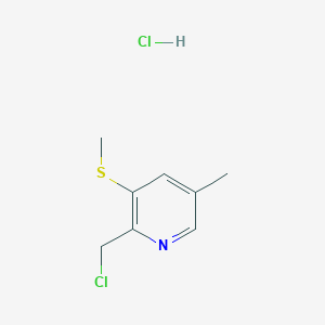 molecular formula C8H11Cl2NS B1410616 2-(Chloromethyl)-5-methyl-3-(methylthio)pyridine hydrochloride CAS No. 1823869-97-1