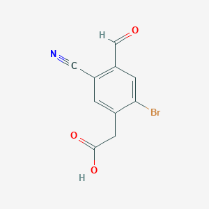 molecular formula C10H6BrNO3 B1410619 2-(2-Bromo-5-cyano-4-formylphenyl)acetic acid CAS No. 1804381-33-6