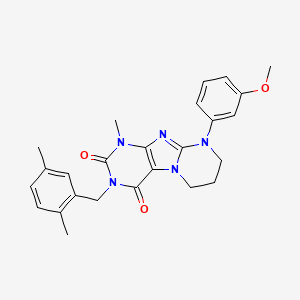 molecular formula C25H27N5O3 B14106301 3-[(2,5-dimethylphenyl)methyl]-9-(3-methoxyphenyl)-1-methyl-7,8-dihydro-6H-purino[7,8-a]pyrimidine-2,4-dione 