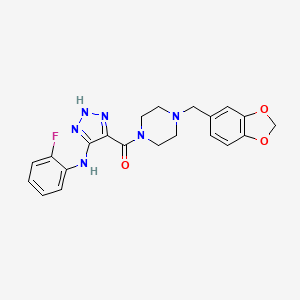 [4-(1,3-benzodioxol-5-ylmethyl)piperazin-1-yl]{5-[(2-fluorophenyl)amino]-1H-1,2,3-triazol-4-yl}methanone