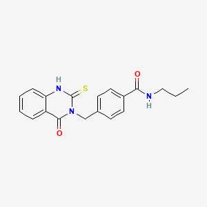 4-[(4-oxo-2-sulfanylidene-1,2,3,4-tetrahydroquinazolin-3-yl)methyl]-N-propylbenzamide