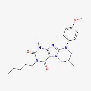 9-(4-methoxyphenyl)-1,7-dimethyl-3-pentyl-7,8-dihydro-6H-purino[7,8-a]pyrimidine-2,4-dione