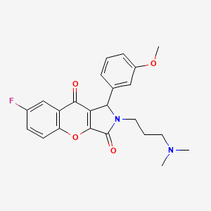 molecular formula C23H23FN2O4 B14106644 2-[3-(Dimethylamino)propyl]-7-fluoro-1-(3-methoxyphenyl)-1,2-dihydrochromeno[2,3-c]pyrrole-3,9-dione 