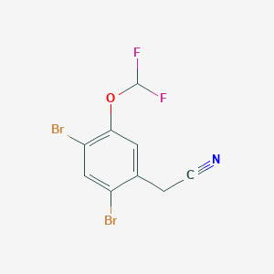 molecular formula C9H5Br2F2NO B1410678 2,4-Dibromo-5-(difluoromethoxy)phenylacetonitrile CAS No. 1804936-48-8