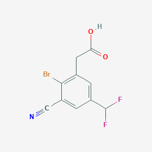 molecular formula C10H6BrF2NO2 B1410681 2-[2-Bromo-3-cyano-5-(difluoromethyl)phenyl]acetic acid CAS No. 1805131-08-1