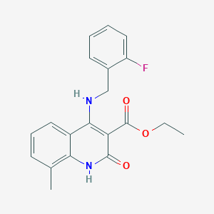 Ethyl 4-((2-fluorobenzyl)amino)-8-methyl-2-oxo-1,2-dihydroquinoline-3-carboxylate