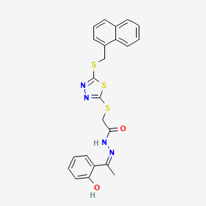 molecular formula C23H20N4O2S3 B14107225 N'-[(1Z)-1-(2-hydroxyphenyl)ethylidene]-2-({5-[(naphthalen-1-ylmethyl)sulfanyl]-1,3,4-thiadiazol-2-yl}sulfanyl)acetohydrazide 