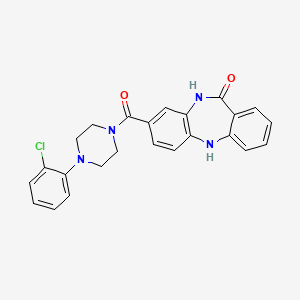 molecular formula C24H21ClN4O2 B14107231 8-(4-(2-chlorophenyl)piperazine-1-carbonyl)-5H-dibenzo[b,e][1,4]diazepin-11(10H)-one 