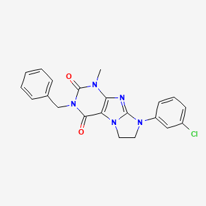 molecular formula C21H18ClN5O2 B14107238 2-Benzyl-6-(3-chlorophenyl)-4-methyl-7,8-dihydropurino[7,8-a]imidazole-1,3-dione 