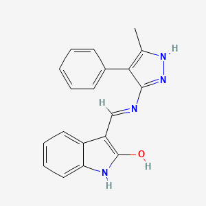 molecular formula C19H16N4O B14107250 (3E)-3-{[(3-methyl-4-phenyl-1H-pyrazol-5-yl)amino]methylidene}-1,3-dihydro-2H-indol-2-one 