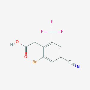 molecular formula C10H5BrF3NO2 B1410726 2-[2-Bromo-4-cyano-6-(trifluoromethyl)phenyl]acetic acid CAS No. 1804406-73-2