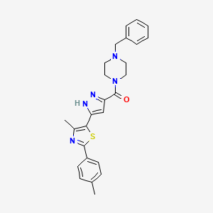 (4-benzylpiperazin-1-yl)(3-(4-methyl-2-(p-tolyl)thiazol-5-yl)-1H-pyrazol-5-yl)methanone