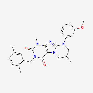 3-[(2,5-dimethylphenyl)methyl]-9-(3-methoxyphenyl)-1,7-dimethyl-7,8-dihydro-6H-purino[7,8-a]pyrimidine-2,4-dione