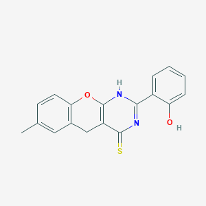 2-(2-hydroxyphenyl)-7-methyl-3H,4H,5H-chromeno[2,3-d]pyrimidine-4-thione