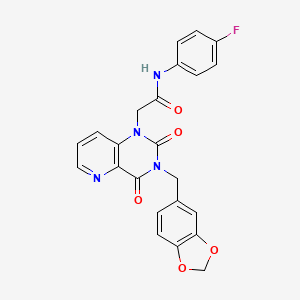 2-(3-(benzo[d][1,3]dioxol-5-ylmethyl)-2,4-dioxo-3,4-dihydropyrido[3,2-d]pyrimidin-1(2H)-yl)-N-(4-fluorophenyl)acetamide