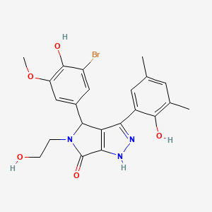 molecular formula C22H22BrN3O5 B14107707 4-(3-bromo-4-hydroxy-5-methoxyphenyl)-3-(2-hydroxy-3,5-dimethylphenyl)-5-(2-hydroxyethyl)-4,5-dihydropyrrolo[3,4-c]pyrazol-6(2H)-one 