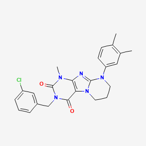 molecular formula C24H24ClN5O2 B14107712 3-(3-chlorobenzyl)-9-(3,4-dimethylphenyl)-1-methyl-6,7,8,9-tetrahydropyrimido[2,1-f]purine-2,4(1H,3H)-dione 