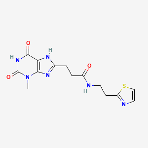 3-(3-methyl-2,6-dioxo-2,3,6,7-tetrahydro-1H-purin-8-yl)-N-(2-(thiazol-2-yl)ethyl)propanamide