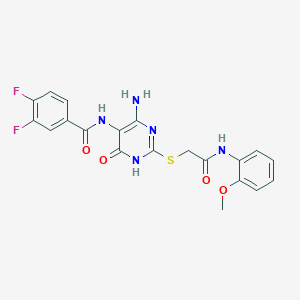 molecular formula C20H17F2N5O4S B14107757 N-(4-amino-2-((2-((2-methoxyphenyl)amino)-2-oxoethyl)thio)-6-oxo-1,6-dihydropyrimidin-5-yl)-3,4-difluorobenzamide 