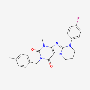 molecular formula C23H22FN5O2 B14107773 9-(4-fluorophenyl)-1-methyl-3-[(4-methylphenyl)methyl]-7,8-dihydro-6H-purino[7,8-a]pyrimidine-2,4-dione 