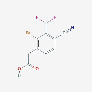 molecular formula C10H6BrF2NO2 B1410789 2-[2-Bromo-4-cyano-3-(difluoromethyl)phenyl]acetic acid CAS No. 1805581-38-7