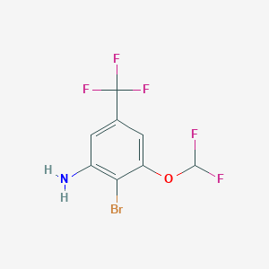 molecular formula C8H5BrF5NO B1410811 2-Bromo-3-difluoromethoxy-5-(trifluoromethyl)aniline CAS No. 1805520-04-0