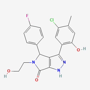 molecular formula C20H17ClFN3O3 B14108147 3-(5-chloro-2-hydroxy-4-methylphenyl)-4-(4-fluorophenyl)-5-(2-hydroxyethyl)-4,5-dihydropyrrolo[3,4-c]pyrazol-6(2H)-one 