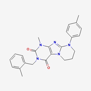 molecular formula C24H25N5O2 B14108158 1-methyl-9-(4-methylphenyl)-3-[(2-methylphenyl)methyl]-7,8-dihydro-6H-purino[7,8-a]pyrimidine-2,4-dione 