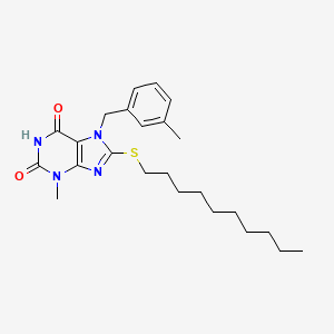 molecular formula C24H34N4O2S B14108165 8-Decylsulfanyl-3-methyl-7-[(3-methylphenyl)methyl]purine-2,6-dione 