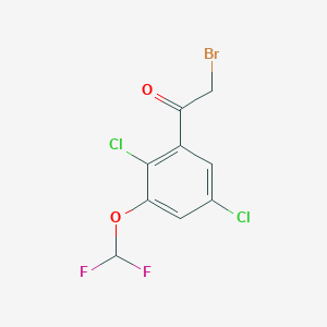 molecular formula C9H5BrCl2F2O2 B1410817 2',5'-Dichloro-3'-(difluoromethoxy)phenacyl bromide CAS No. 1804516-84-4