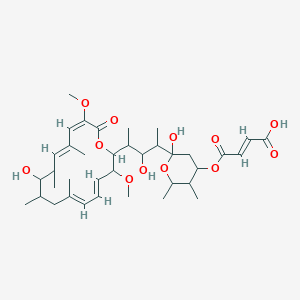 B141082 (E)-4-[2-hydroxy-2-[3-hydroxy-4-[(4Z,6E,12E,14E)-10-hydroxy-3,15-dimethoxy-7,9,11,13-tetramethyl-16-oxo-1-oxacyclohexadeca-4,6,12,14-tetraen-2-yl]pentan-2-yl]-5,6-dimethyloxan-4-yl]oxy-4-oxobut-2-enoic acid CAS No. 142386-67-2