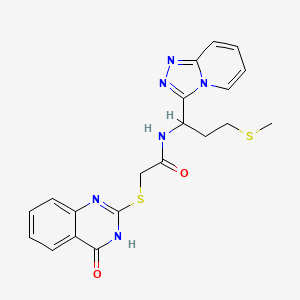 2-[(4-hydroxyquinazolin-2-yl)sulfanyl]-N-[3-(methylsulfanyl)-1-([1,2,4]triazolo[4,3-a]pyridin-3-yl)propyl]acetamide