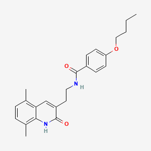 molecular formula C24H28N2O3 B14108251 4-butoxy-N-(2-(5,8-dimethyl-2-oxo-1,2-dihydroquinolin-3-yl)ethyl)benzamide 