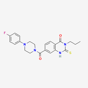 molecular formula C22H23FN4O2S B14108260 7-[4-(4-fluorophenyl)piperazine-1-carbonyl]-3-propyl-2-sulfanylidene-1H-quinazolin-4-one 