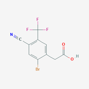molecular formula C10H5BrF3NO2 B1410836 2-[2-Bromo-4-cyano-5-(trifluoromethyl)phenyl]acetic acid CAS No. 1807024-46-9