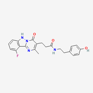 3-(10-fluoro-2-methyl-4-oxo-1,4-dihydropyrimido[1,2-b]indazol-3-yl)-N-[2-(4-hydroxyphenyl)ethyl]propanamide