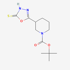 molecular formula C12H19N3O3S B1410847 Tert-butyl 3-(5-sulfanyl-1,3,4-oxadiazol-2-yl)piperidine-1-carboxylate CAS No. 1046079-23-5