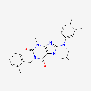 9-(3,4-dimethylphenyl)-1,7-dimethyl-3-[(2-methylphenyl)methyl]-7,8-dihydro-6H-purino[7,8-a]pyrimidine-2,4-dione