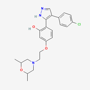 2-[4-(4-chlorophenyl)-1H-pyrazol-5-yl]-5-[2-(2,6-dimethylmorpholin-4-yl)ethoxy]phenol