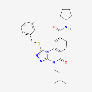 N-cyclopentyl-4-isopentyl-1-((3-methylbenzyl)thio)-5-oxo-4,5-dihydro-[1,2,4]triazolo[4,3-a]quinazoline-8-carboxamide