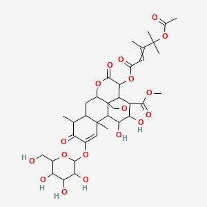 Methyl 3-(4-acetyloxy-3,4-dimethylpent-2-enoyl)oxy-15,16-dihydroxy-9,13-dimethyl-4,10-dioxo-11-[3,4,5-trihydroxy-6-(hydroxymethyl)oxan-2-yl]oxy-5,18-dioxapentacyclo[12.5.0.01,6.02,17.08,13]nonadec-11-ene-17-carboxylate