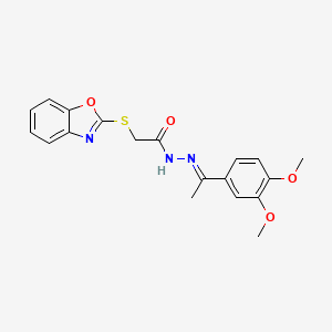 2-(1,3-benzoxazol-2-ylsulfanyl)-N'-[(1E)-1-(3,4-dimethoxyphenyl)ethylidene]acetohydrazide