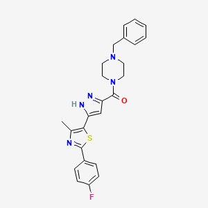 molecular formula C25H24FN5OS B14108776 (4-benzylpiperazin-1-yl)(3-(2-(4-fluorophenyl)-4-methylthiazol-5-yl)-1H-pyrazol-5-yl)methanone 