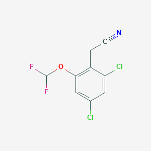 molecular formula C9H5Cl2F2NO B1410894 2,4-Dichloro-6-(difluoromethoxy)phenylacetonitrile CAS No. 1803806-70-3