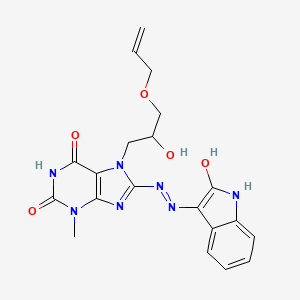 (E)-7-(3-(allyloxy)-2-hydroxypropyl)-3-methyl-8-(2-(2-oxoindolin-3-ylidene)hydrazinyl)-1H-purine-2,6(3H,7H)-dione